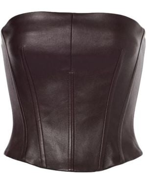 Stouls Rosalia Strapless Leather Top - Brown