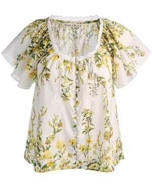 Alice + Olivia Alice Olivia Odette Flutter Sleeved Top - White