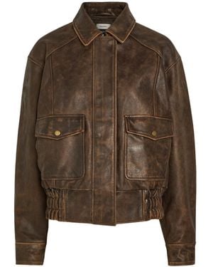 Reformation Paneled Leather Jacket - Brown