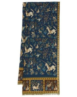Drake's Printed Scarf - Blue