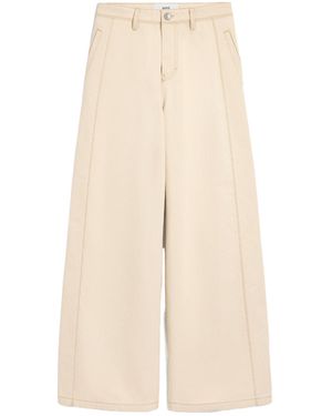 Ami Paris Ami Logo Patch Wide-Leg Jeans - Natural