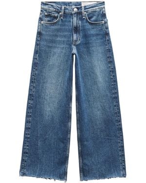 Rag & Bone Logo-Patch Cropped Jeans - Blue