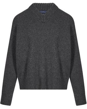 Soeur Notch Collar Loose Knit Jumper - Grey