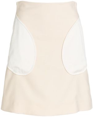 Burberry Color-Blocked Flared Skirt - Natural