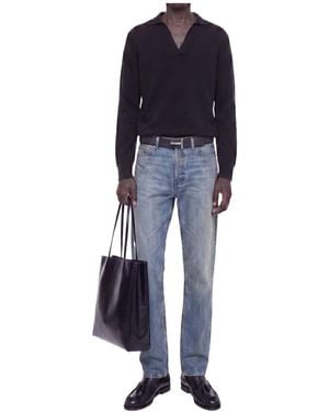 Tom Ford Long-Sleeved Polo Shirt - Blue