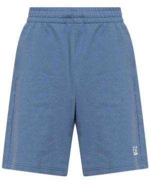 EA7 Logo Sweat Shorts - Blue