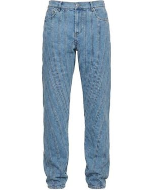 Mugler Embossed Patch Denim Jeans - Blue