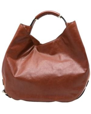 Moschino Handle Leather Shoulder Bag - Brown