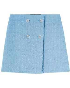 Versace High-Waist Tweed Mini Skirt - Blue