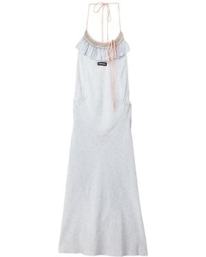 Miu Miu Embroidered Marocain Crepe Dress - White