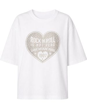 Zadig & Voltaire Heart-Motif Rhinestone-Embellished T-Shirt - White