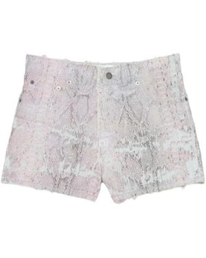 Haikure Brit Snake Denim Shorts - Grey
