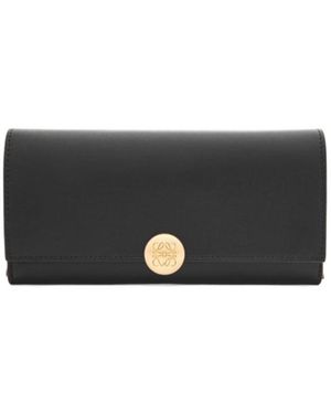 Loewe Logo Engraved Fold-Over Wallet - Black