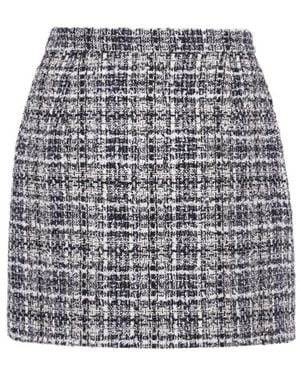 Alessandra Rich Plaid Lulex Tweed Mini Skirt - Grey