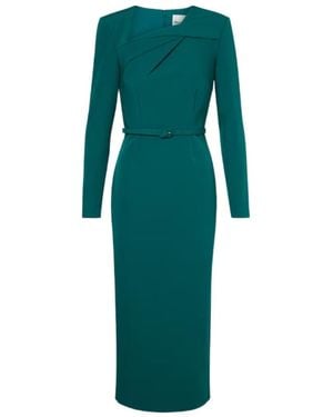 Roland Mouret Belted Crêpe Midi Dress - Green