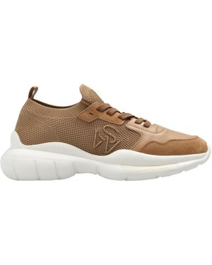 Stuart Weitzman 5050 Embroidered-Logo Trainers - Brown