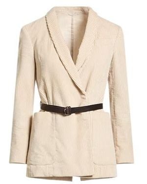 Brunello Cucinelli Corduroy Waistfitted Jacket - Natural