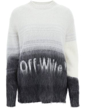 Off-White c/o Virgil Abloh Logo-Print Gradient Jumper - Grey