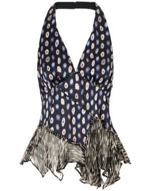 STAUD Sleeveless Silk Top - Blue