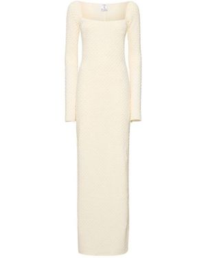 CASABLANCA Textured Knit Cotton Blend Long Dress - White
