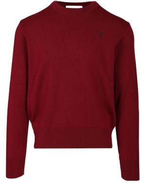 Ami Paris Ami De Coeur Logo Embroidered Crewneck Jumper