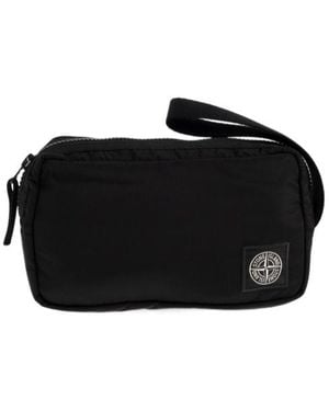 Stone Island Logo-Patch Wristlet Tote Bag - Black