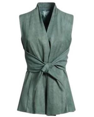 Rick Owens Plain Color Gilets - Green