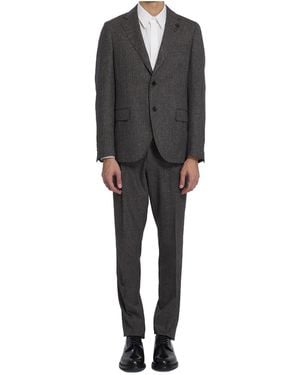 Lardini Single-Breasted V-Neck Suit - Black
