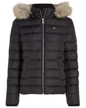 Tommy Hilfiger Faux Fur Hood Slim Down Jacket - Black