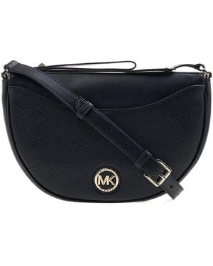 Michael Kors Leather Logo-Plaque Saddle Bag - Black