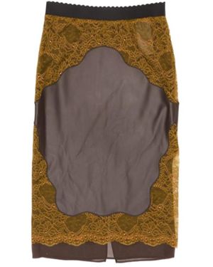 The Attico The Lace Panelled Two-Toned Midi Skirt - Grey