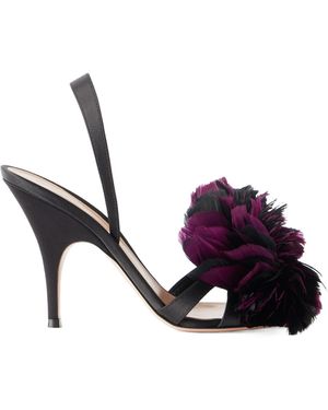 Gianvito Rossi Feather-Embellished Satin Sandals - Multicolour