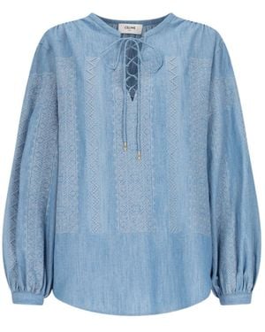 Celine Embroidered Romy Blouse - Blue