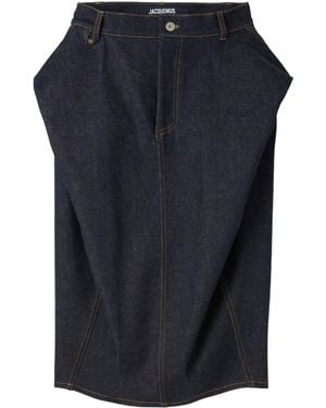 Jacquemus Contrast Stitched Rear Slit Skirt - Blue