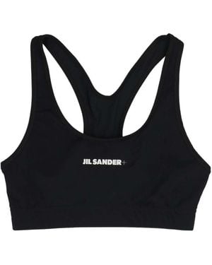 Jil Sander Logo Printed Sport Bra - Black