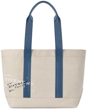 Givenchy Logo Large Canvas Tote Bag - Blue