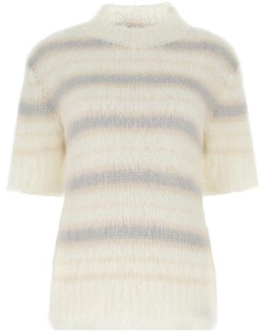 Marni Short-Sleeved Striped Sweater - White