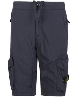 Stone Island Junior Logo Patch Cargo Bermuda Shorts - Blue