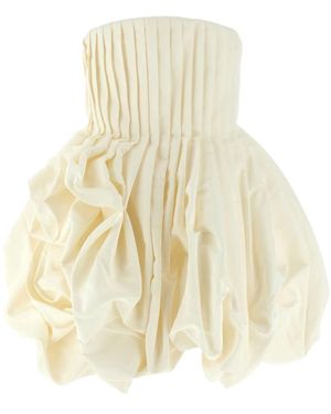 Carolina Herrera Pleated Bubble Mini Dress - Natural