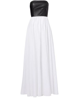 Gabriela Hearst Neferu Leather-Trimmed Linen Maxi Dress - White