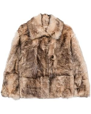 P.A.R.O.S.H. Fur Leather Jacket - Brown