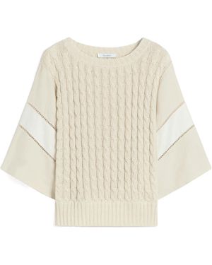Max Mara Scatola Short-Sleeved Knitted Top - Natural