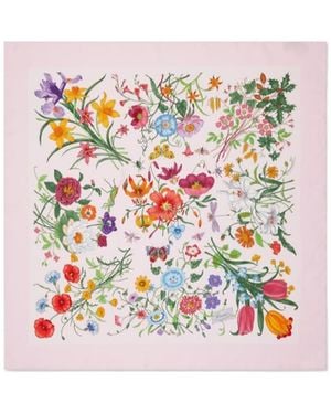 Gucci Printed Silk Twill Carré - White