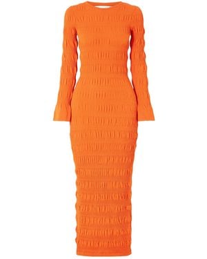 TOVE Gathered Stretch Midi Dress - Orange