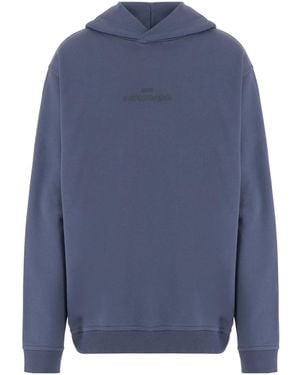 Maison Margiela Embroidered Logo Hooded Jumper - Blue