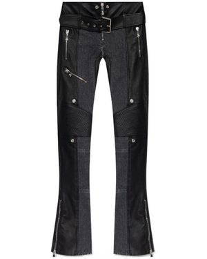 Versace Belted Zip-Cuff Flared Trousers - Black