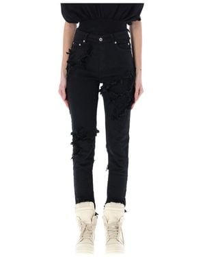 Rick Owens Detroit Distressed Denim Jeans - Black