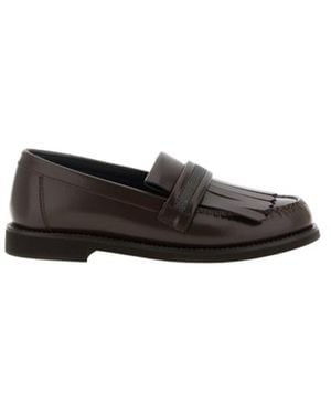 ローファー・オックスフォード BRUNELLO CUCINELLI Woman Loafers Ivory MZSFG2370P C8905 Brunello Cucinelli Leather Suede Loafers | White | FARFETCH