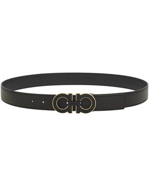 Ferragamo Gancini Leather Belt - White