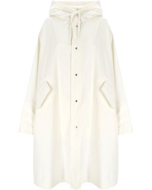 Jil Sander Logo Printed Drawastring Coat - White